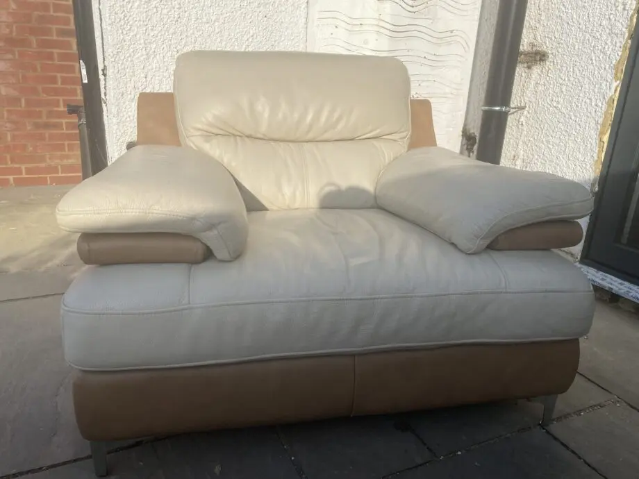 DFS Leather Cream Arm Chair