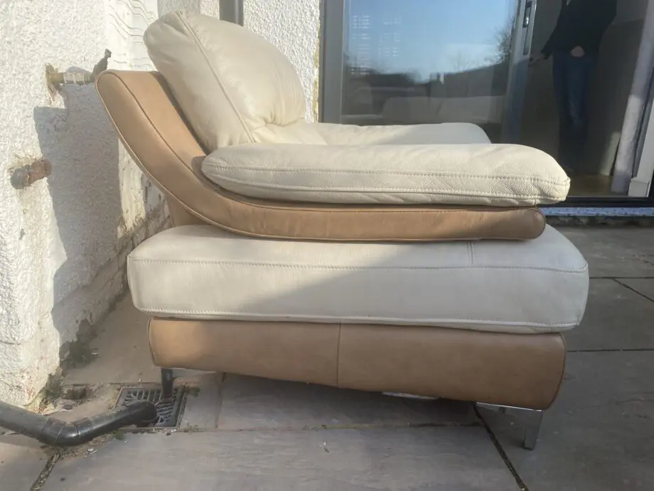 DFS Leather Cream Arm Chair