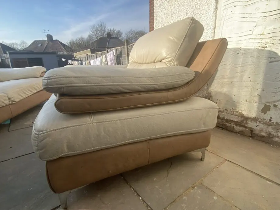 DFS Leather Cream Arm Chair