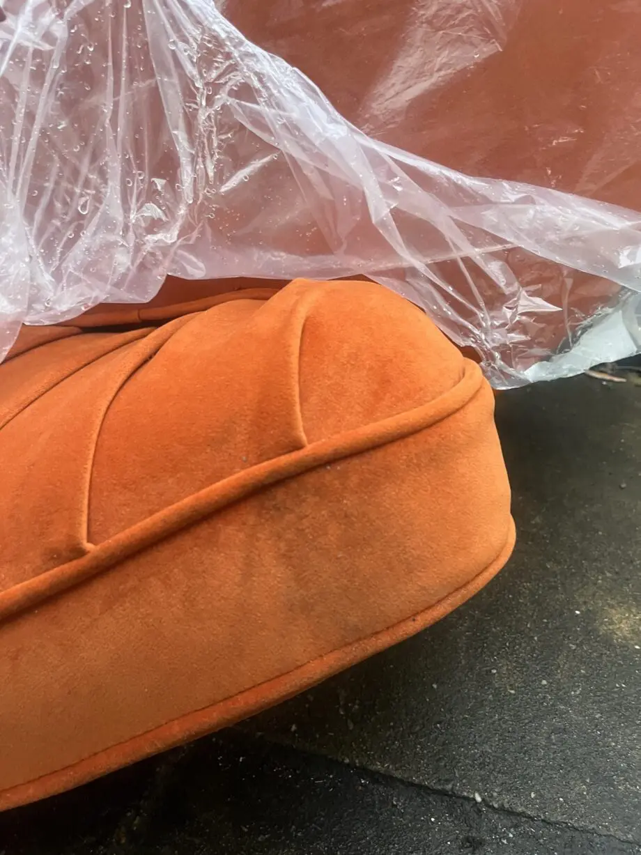 Burnt Orange Curved Sofa
