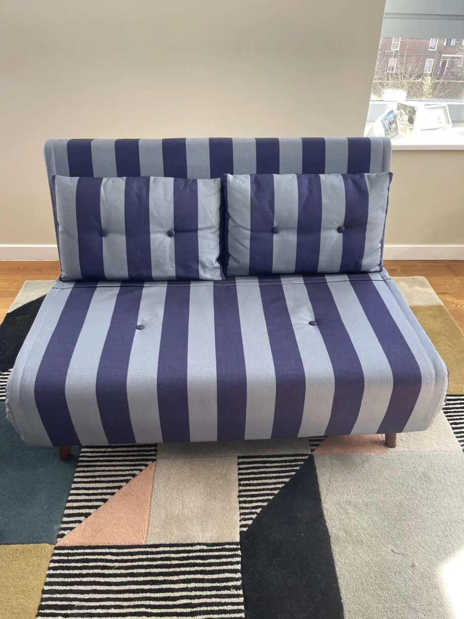 Made Regular Haru 2 Seater Sofa Bed in Eclipse Blue Wide Stripe