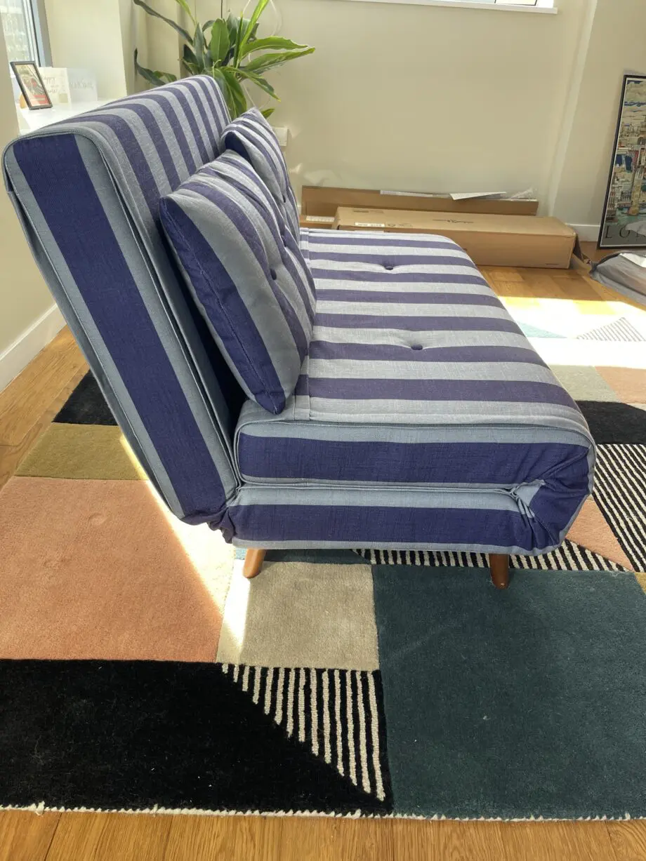 Made Regular Haru 2 Seater Sofa Bed in Eclipse Blue Wide Stripe