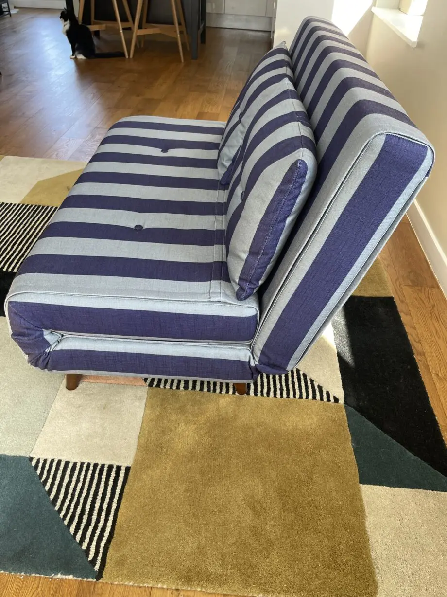 Made Regular Haru 2 Seater Sofa Bed in Eclipse Blue Wide Stripe