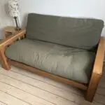 Futon Company Vienna oak sofa bed in olive green