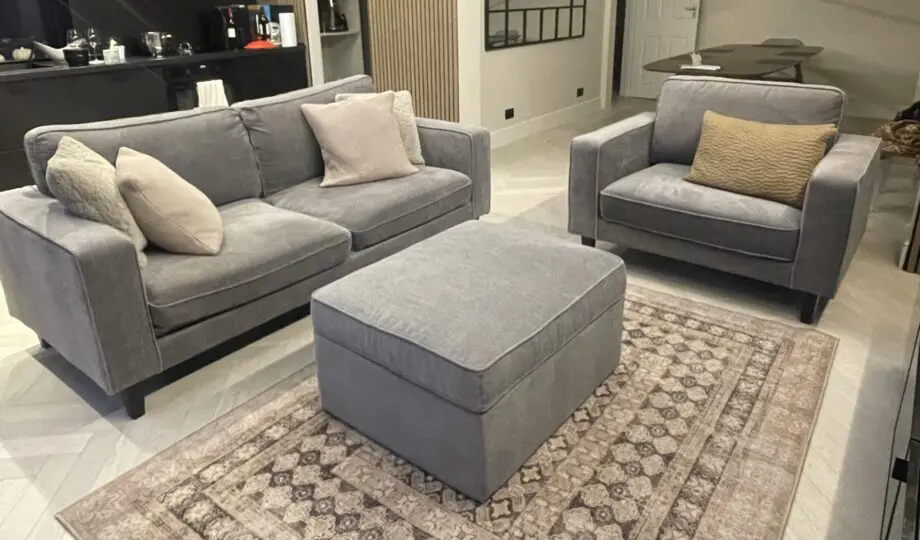 Grey Dusk sofa, loveseat and ottoman set
