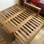 Futon Company Vienna oak sofa bed in olive green