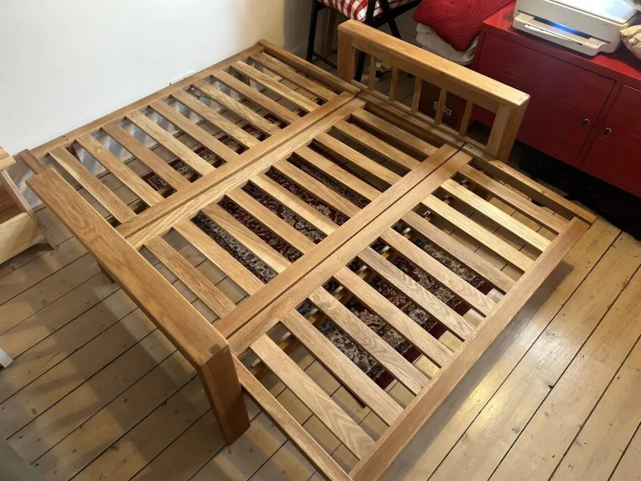 Futon Company Vienna oak sofa bed in olive green