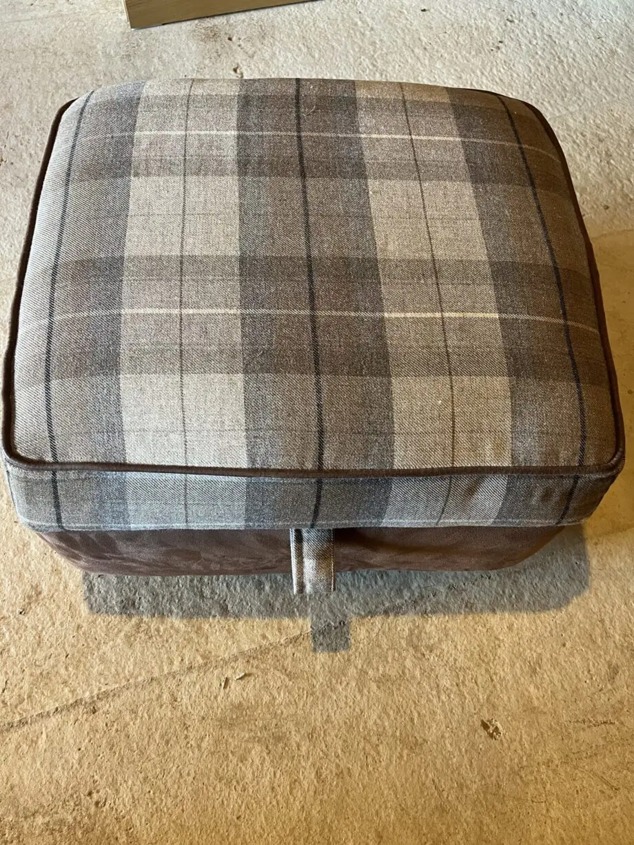DFS brown 2 seater Pillow Back sofa with footstool