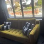 John Lewis original draper motion velvet turmeric colour