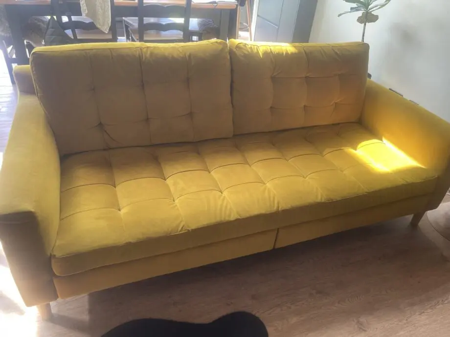 John Lewis original draper motion velvet turmeric colour