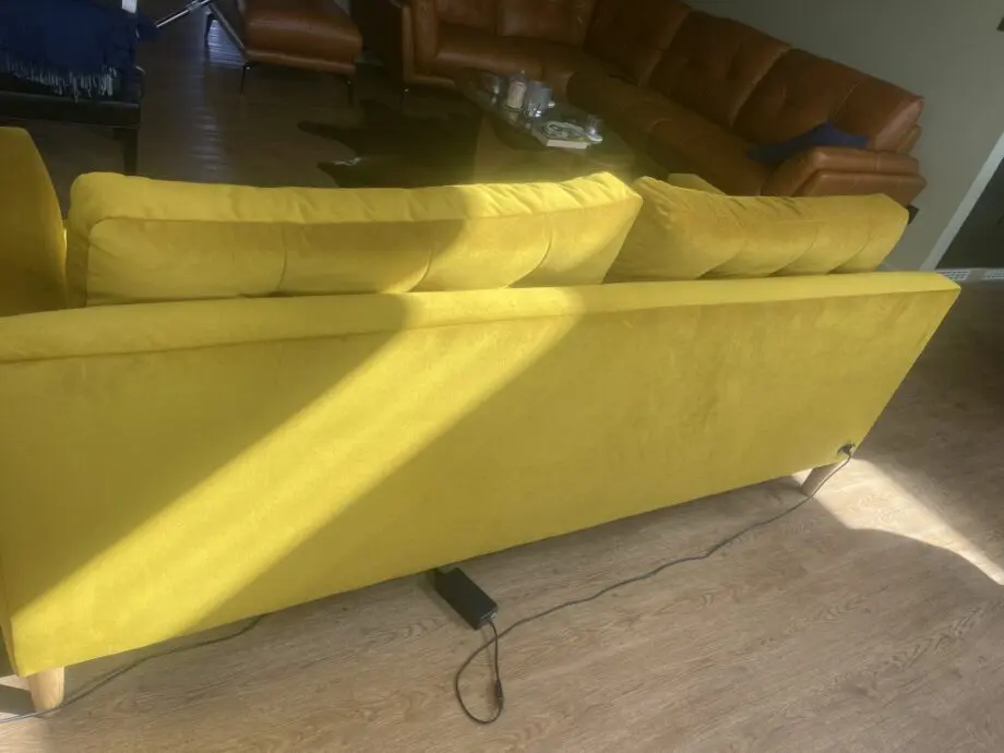 John Lewis original draper motion velvet turmeric colour