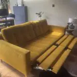 John Lewis original draper motion velvet turmeric colour