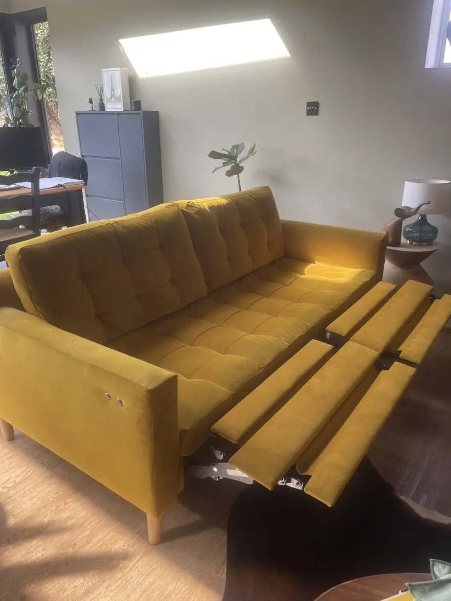 John Lewis original draper motion velvet turmeric colour