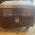 DFS brown 2 seater Pillow Back sofa with footstool