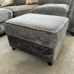 Furniture Village Dark Grey Holly Corner Sofa Set with Dark Studs - Includes Love Chair & Ottoman Footstool