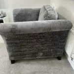 Furniture Village Dark Grey Holly Corner Sofa Set with Dark Studs - Includes Love Chair & Ottoman Footstool
