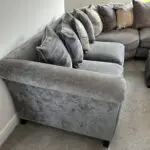Furniture Village Dark Grey Holly Corner Sofa Set with Dark Studs - Includes Love Chair & Ottoman Footstool
