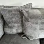 Furniture Village Dark Grey Holly Corner Sofa Set with Dark Studs - Includes Love Chair & Ottoman Footstool