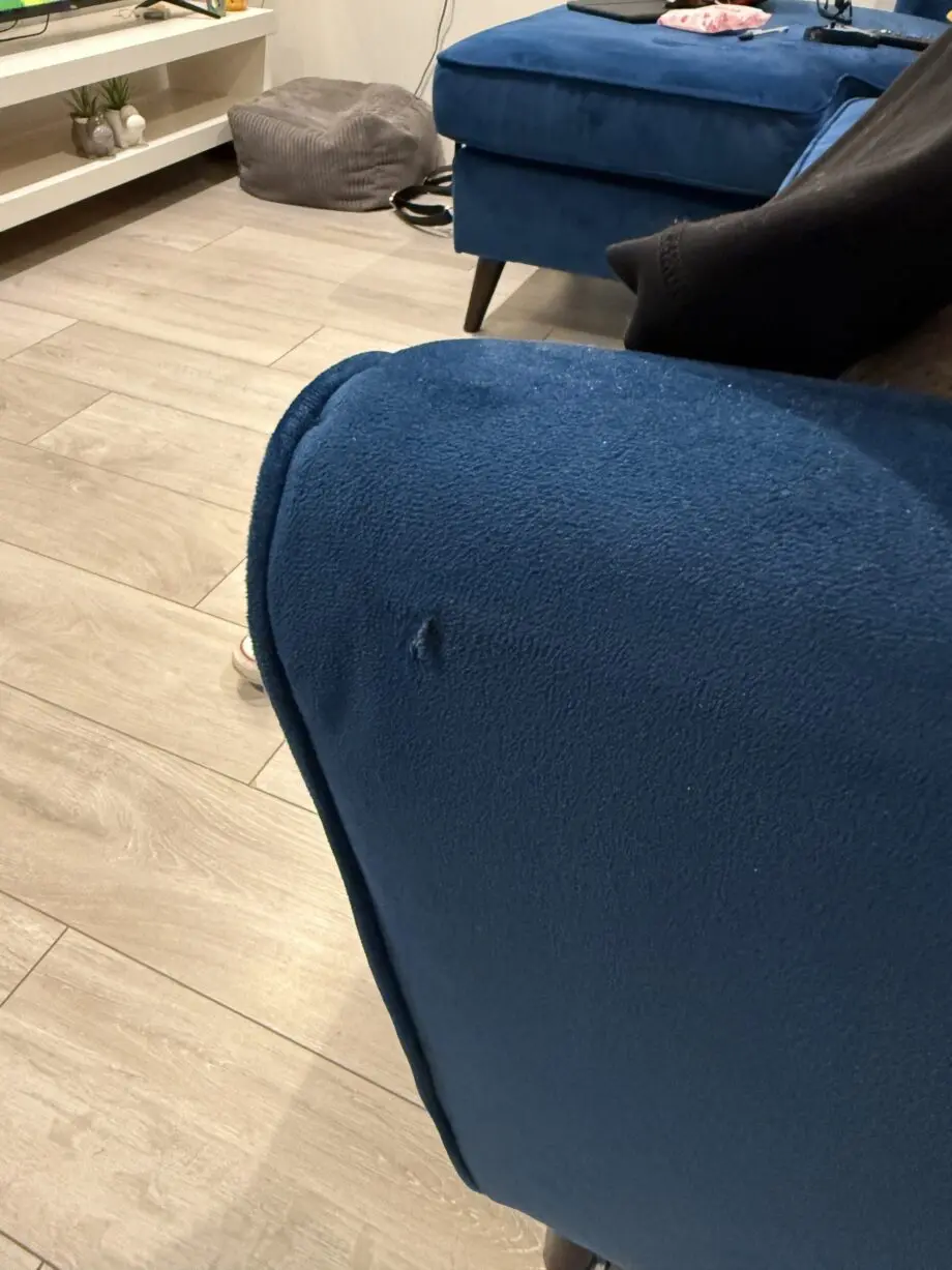 DFS Navy Blue Velvet Corner Sofa