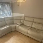 Lucius cream leather electric recliner sofa