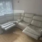 Lucius cream leather electric recliner sofa