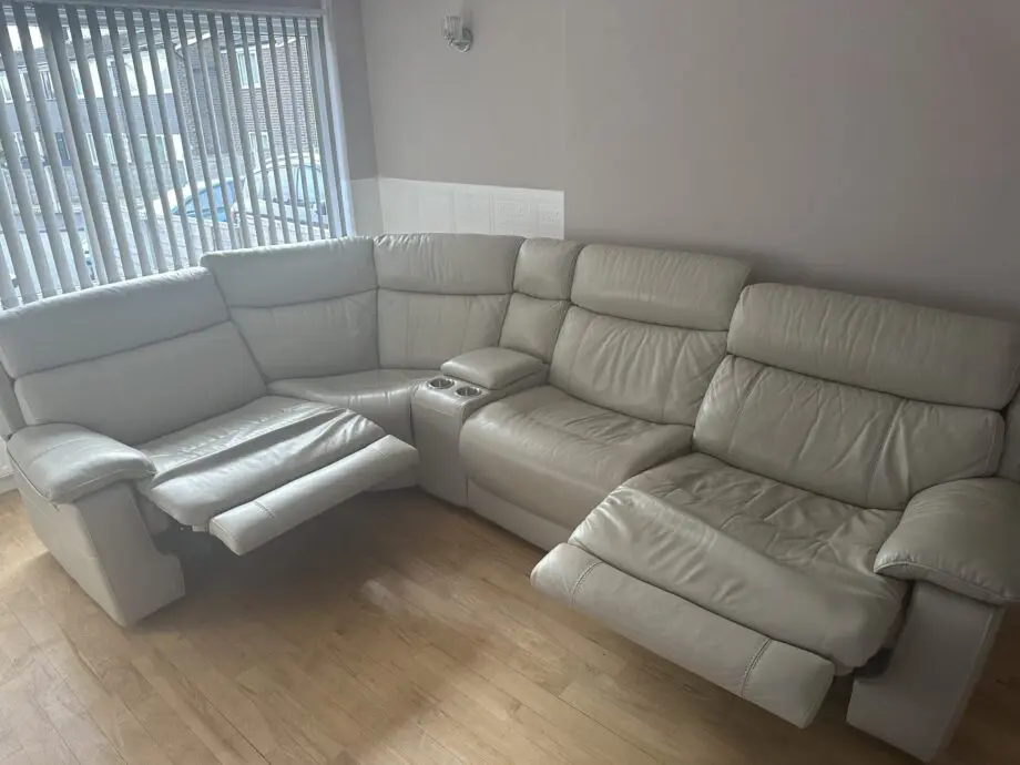 Lucius cream leather electric recliner sofa