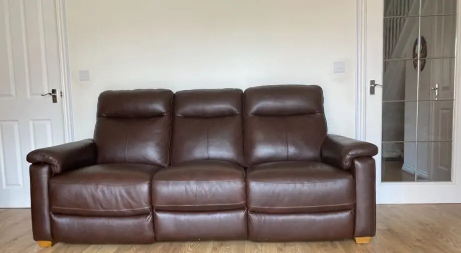 Oak Furniture Land Brown Hastings Reclining 3-Seater Sofa + Storage Footstool