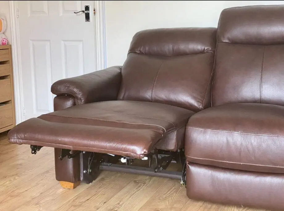 Oak Furniture Land Brown Hastings Reclining 3-Seater Sofa + Storage Footstool
