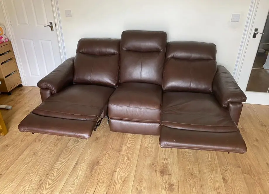 Oak Furniture Land Brown Hastings Reclining 3-Seater Sofa + Storage Footstool