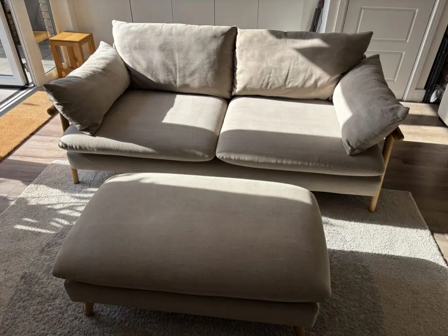 DFS Hoxton 2 seater sofa, armchair and footstool in Mink
