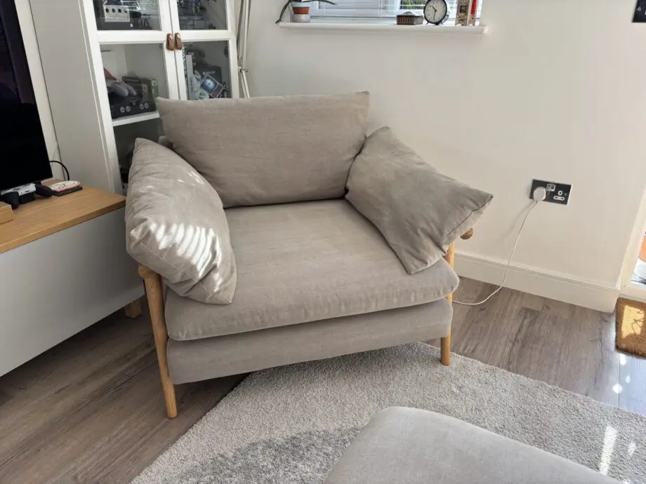 DFS Hoxton 2 seater sofa, armchair and footstool in Mink