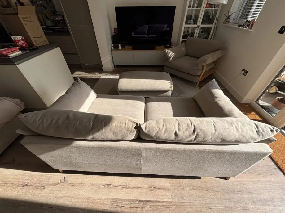 DFS Hoxton 2 seater sofa, armchair and footstool in Mink