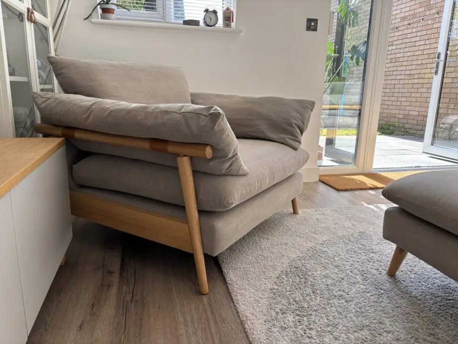 DFS Hoxton 2 seater sofa, armchair and footstool in Mink