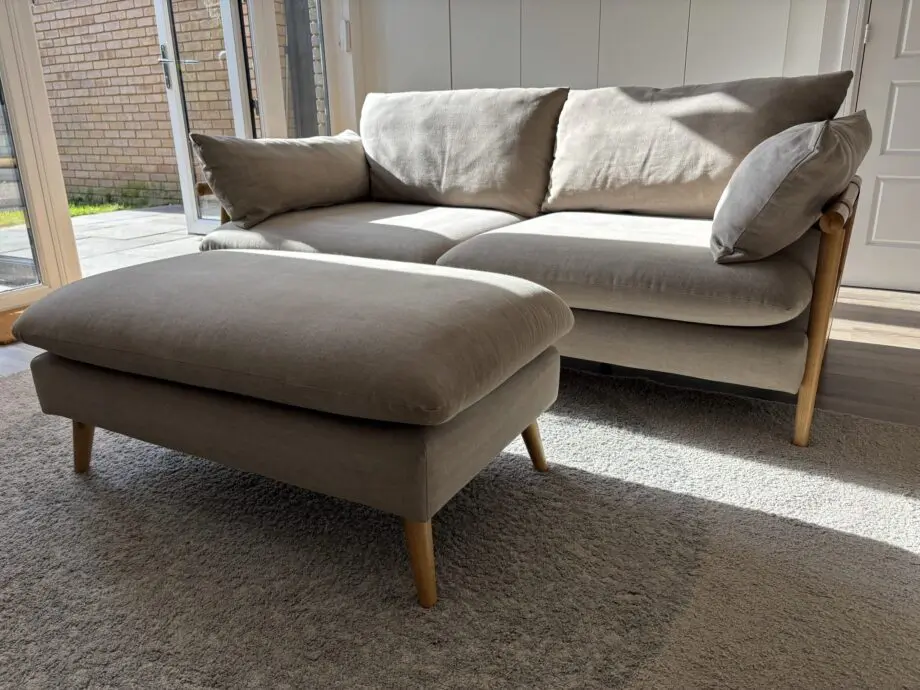 DFS Hoxton 2 seater sofa, armchair and footstool in Mink