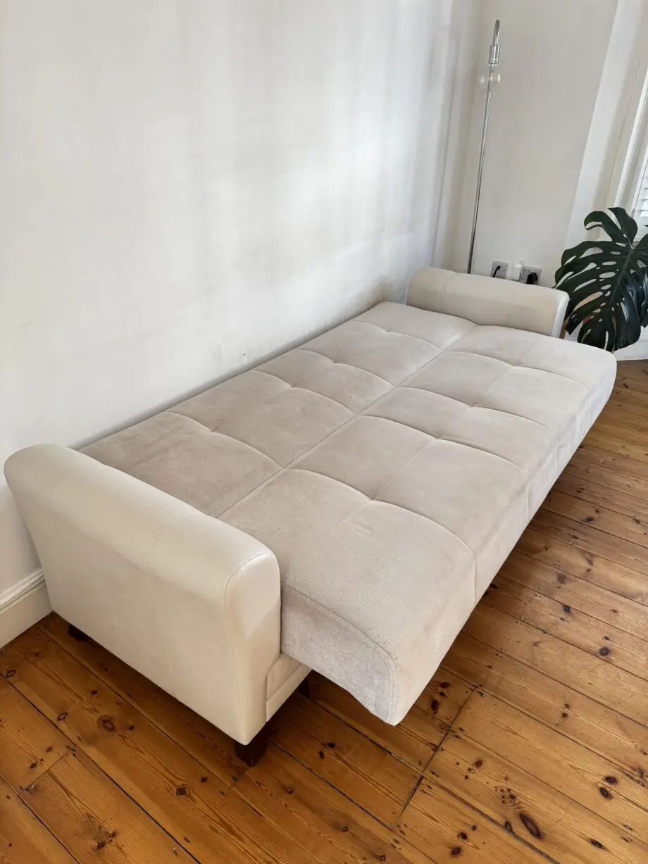 Istikbal light beige 3-seater sofa bed with storage
