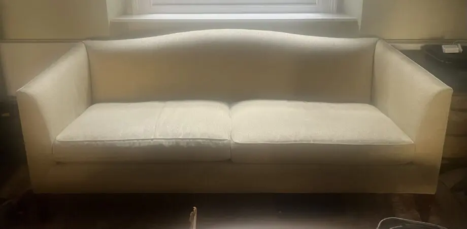 Vintage Baker Camelback Sofa - yellow silk