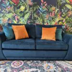 Stunning blue velvet 3 seater almost brand new