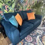 Stunning blue velvet 3 seater almost brand new