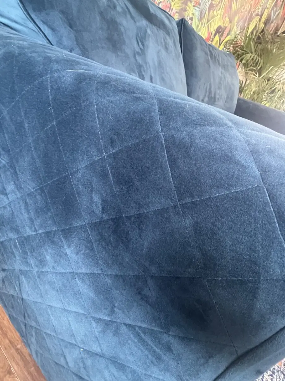 Stunning blue velvet 3 seater almost brand new