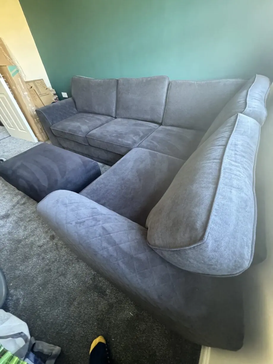 DFS BLACK ORKA CORNER SOFA WITH MATCHING FOOTSTOOL