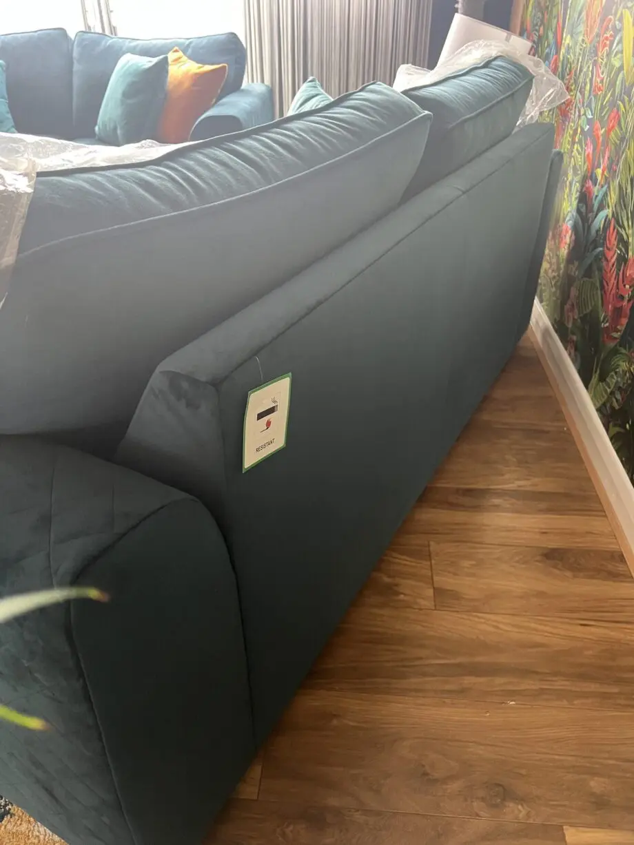 Stunning blue velvet 3 seater almost brand new
