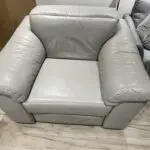 Electric recliner in grey real leather