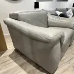Electric recliner in grey real leather