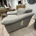 Electric recliner in grey real leather