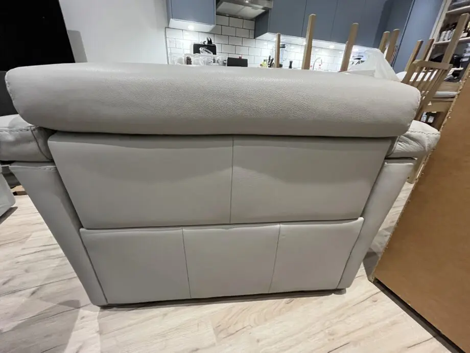 Electric recliner in grey real leather