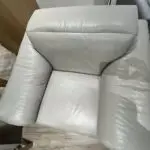 Electric recliner in grey real leather
