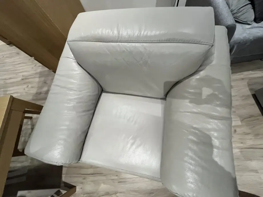 Electric recliner in grey real leather