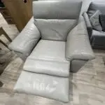 Electric recliner in grey real leather