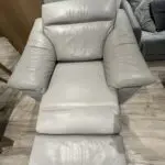 Electric recliner in grey real leather