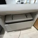 Electric recliner in grey real leather